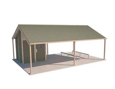 Olympus 1 Shelter Toilet Building with Paper Bark and Mangrove colour scheme